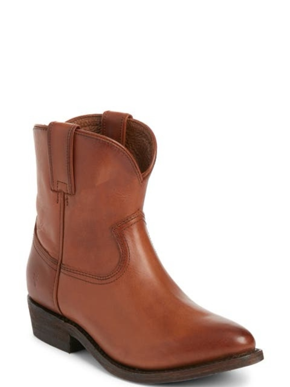 Frye Cognac Leather Short Western Billy Short Ankle Boots 9